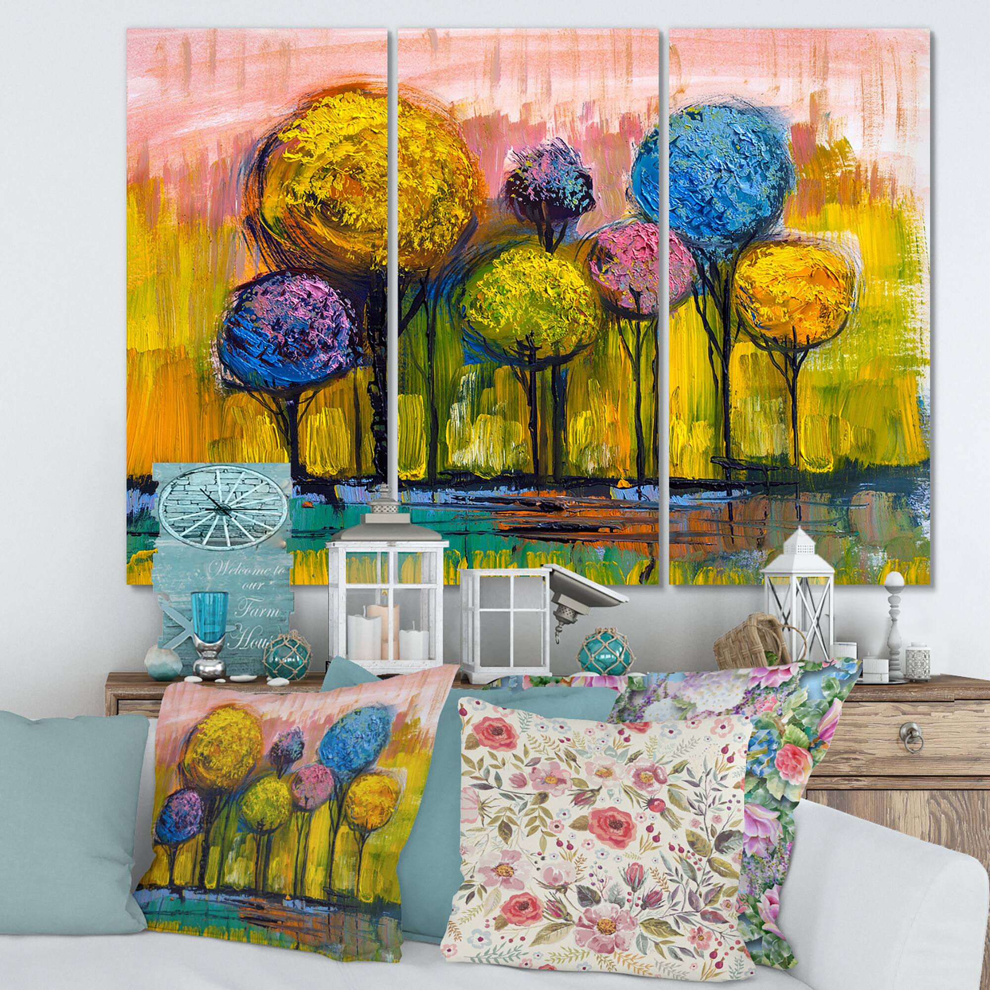Designart - Colourful Trees Impressionist Landscape IV